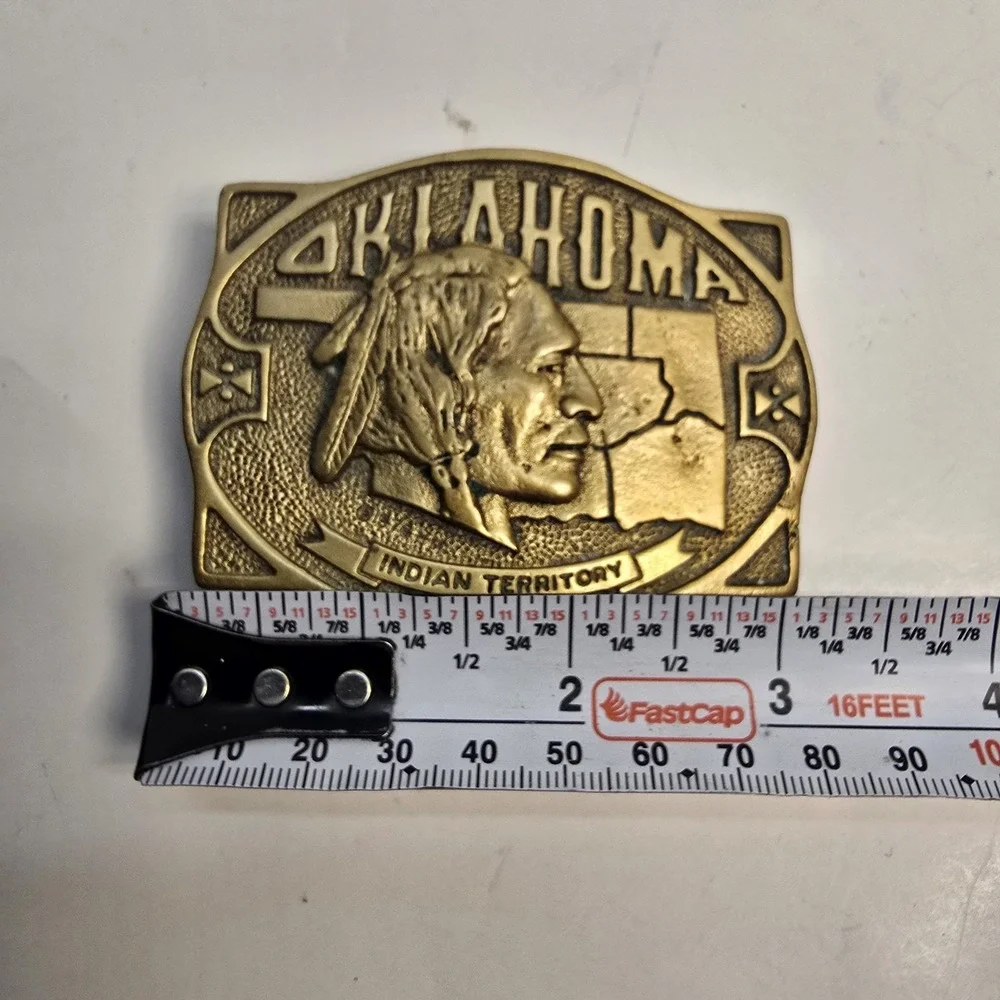 Oklahoma‎ State Indian Territory Chief Head Commemorative 1976 Belt Buckle